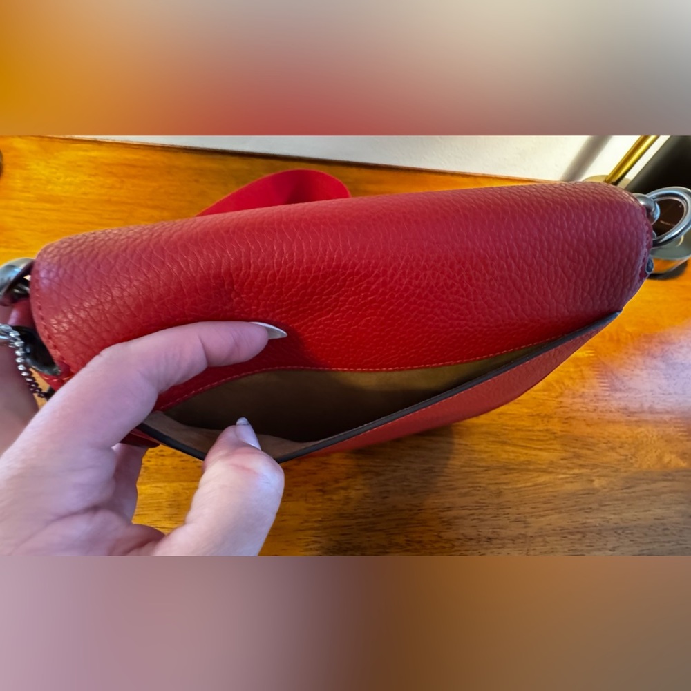 Coach red leather crossbody. - Picture 3 of 10